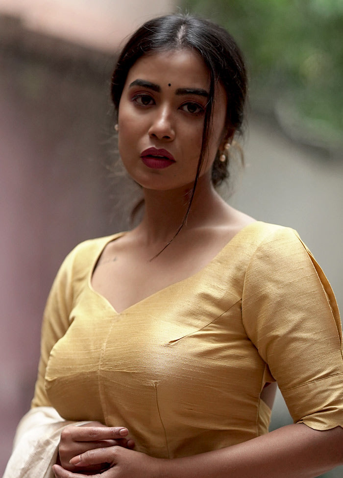Golden Dupion Silk Designer Blouse - Indian Silk House Agencies