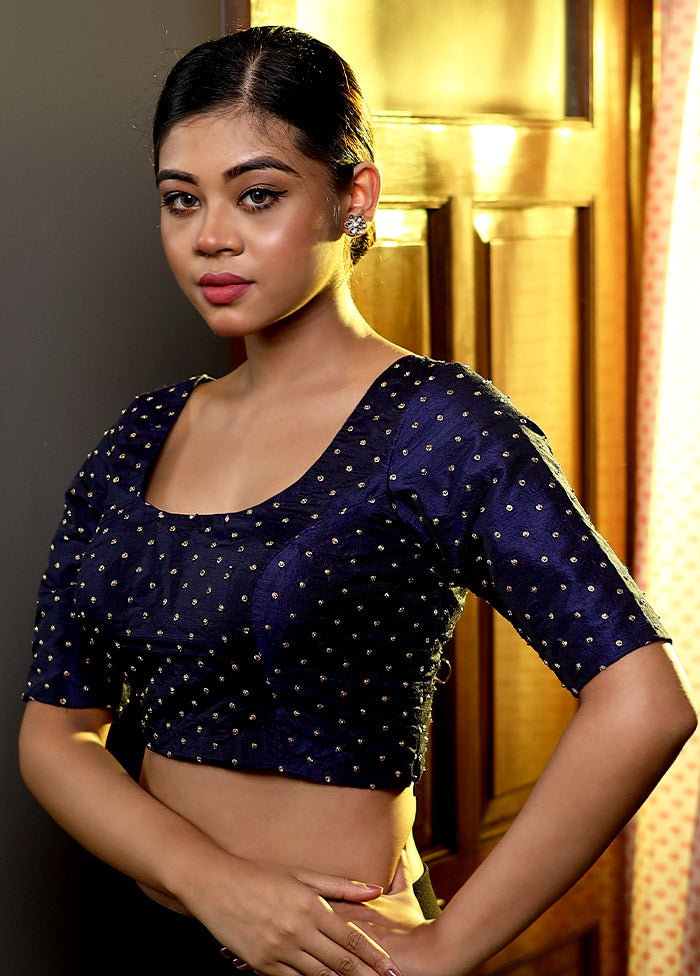 Blue Silk Designer Blouse - Indian Silk House Agencies