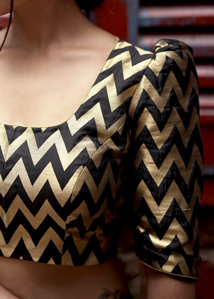 Black Brocade Designer Blouse - Indian Silk House Agencies