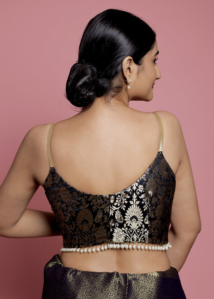 Black Brocade Designer Blouse - Indian Silk House Agencies