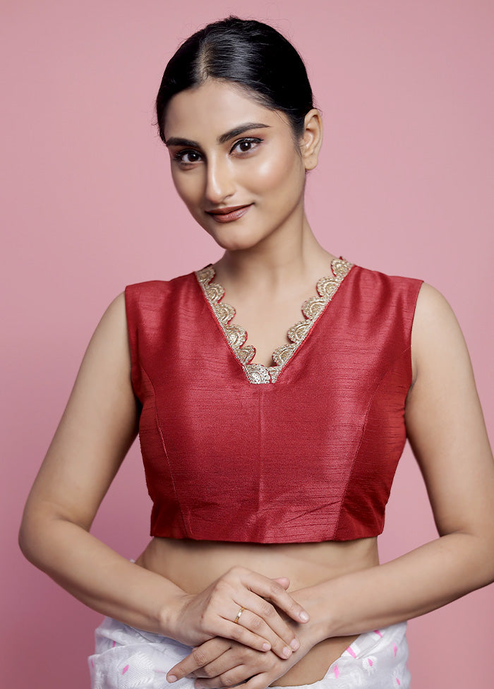 Maroon Dupion Silk Designer Blouse - Indian Silk House Agencies