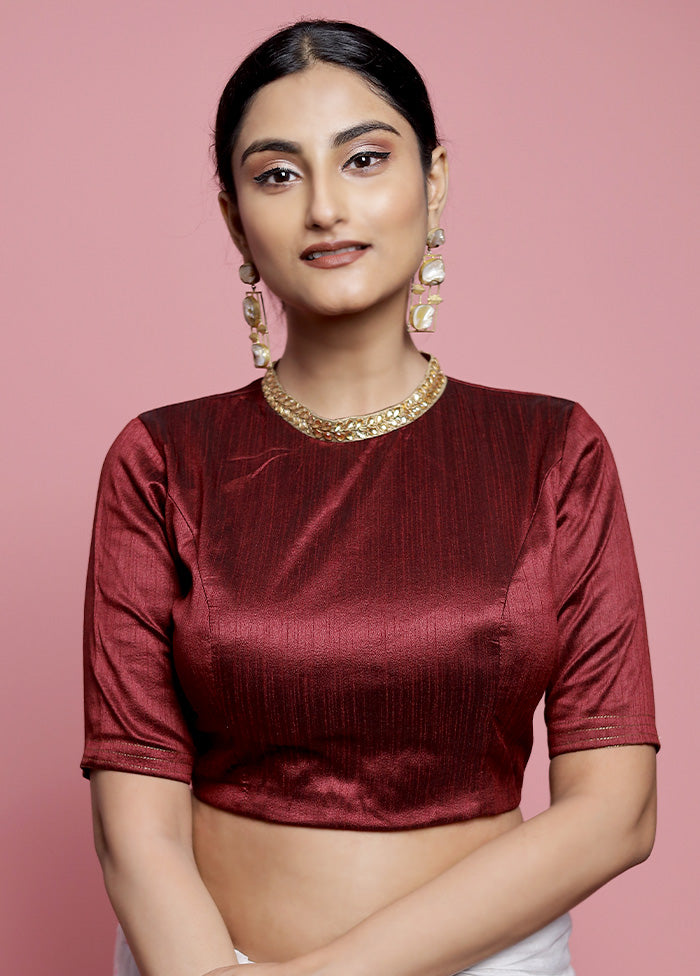 Maroon Dupion Silk Designer Blouse - Indian Silk House Agencies