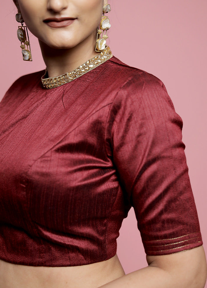 Maroon Dupion Silk Designer Blouse - Indian Silk House Agencies