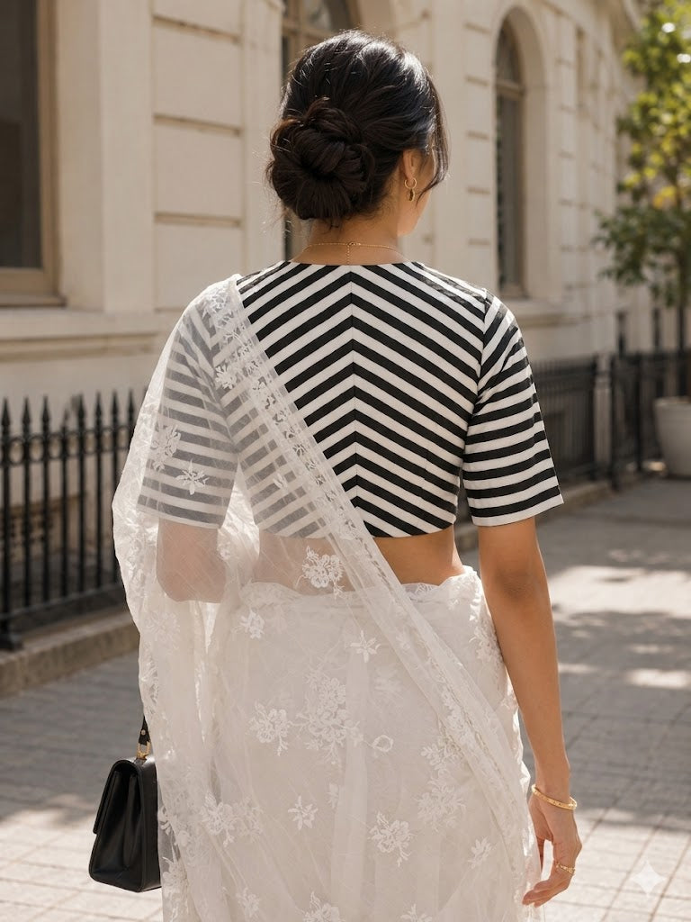 White High Neck Designer Blouse