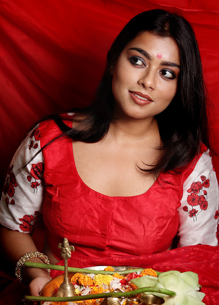 Red Silk Designer Blouse - Indian Silk House Agencies