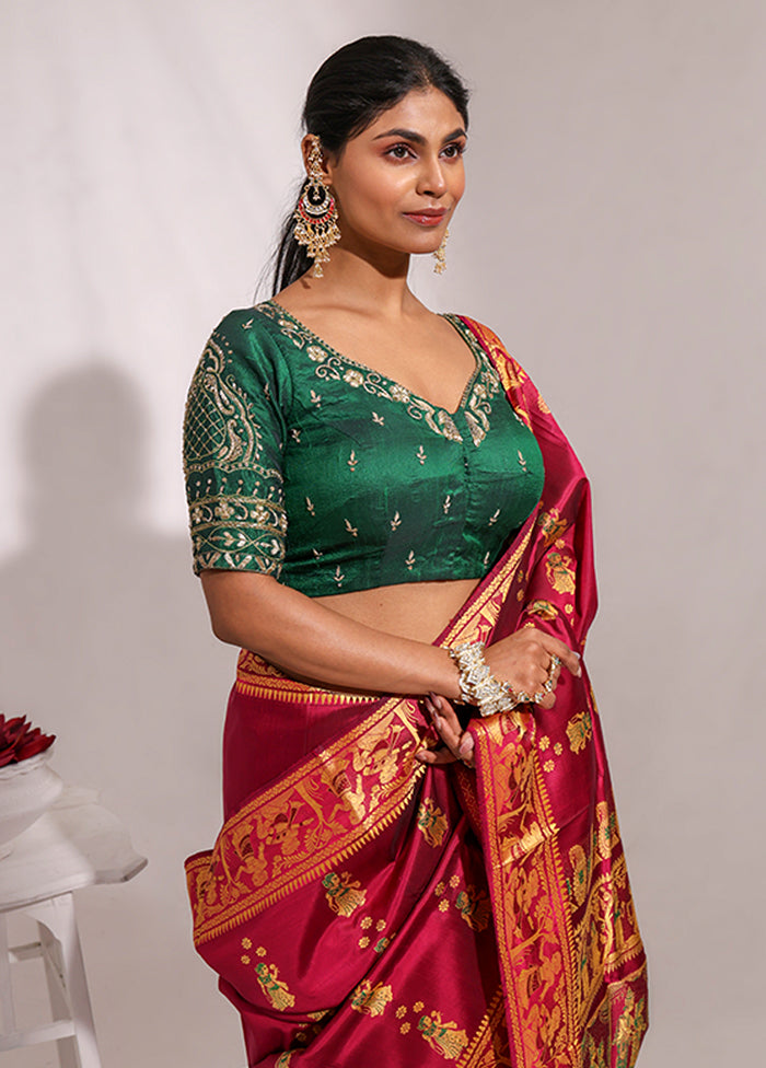 Bottle Green Sweetheart Neck Designer Blouse