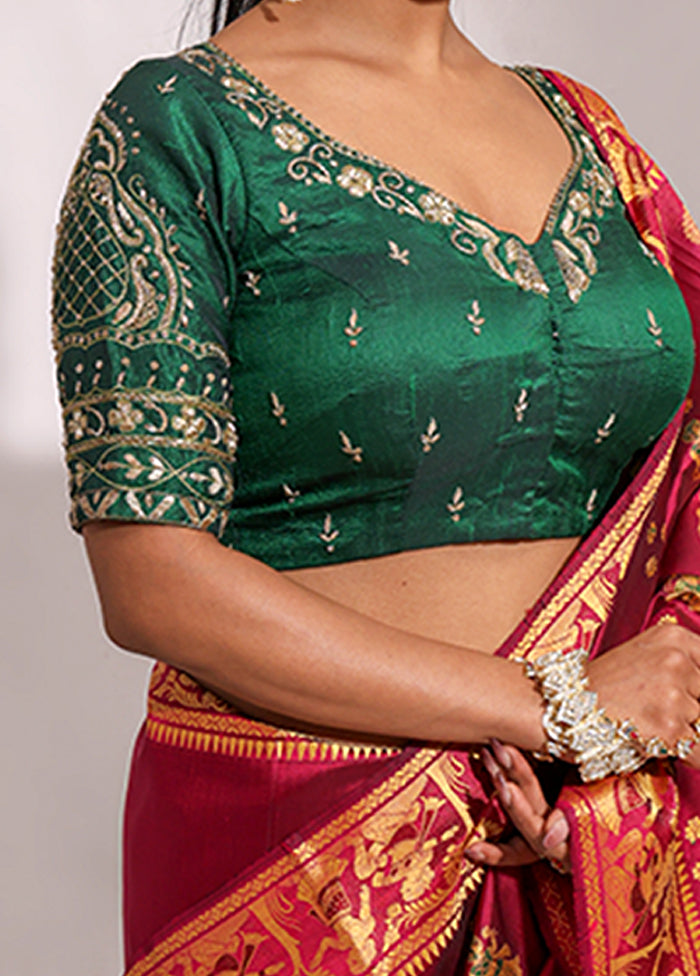 Bottle Green Sweetheart Neck Designer Blouse