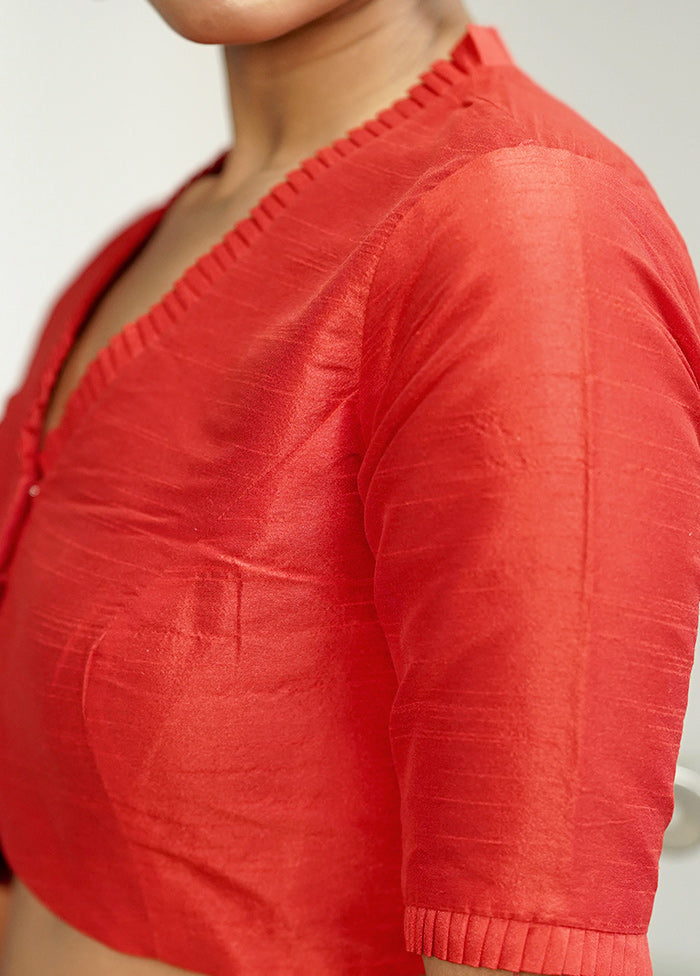 Red Dupion Silk Designer Blouse