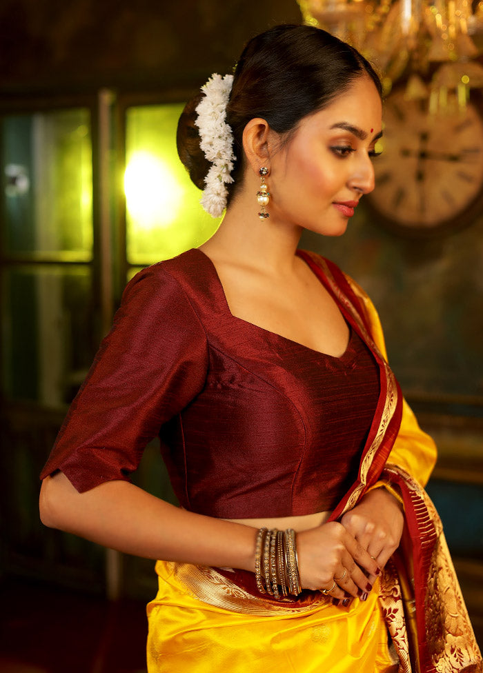 Maroon Dupion Silk Designer Blouse - Indian Silk House Agencies
