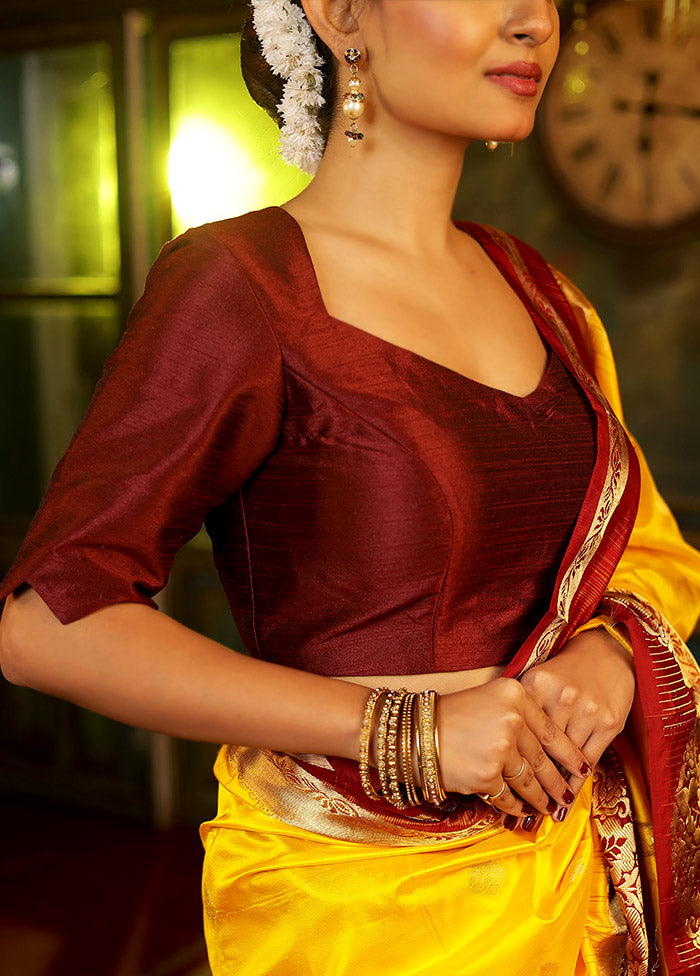 Maroon Dupion Silk Designer Blouse - Indian Silk House Agencies