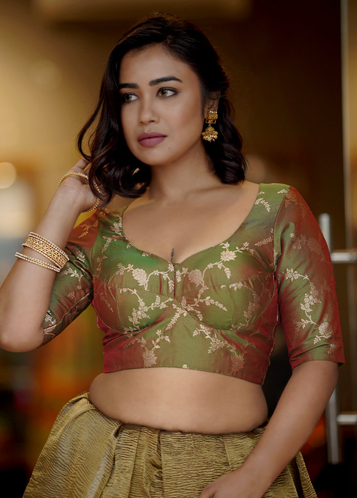 Green Brocade Designer Blouse - Indian Silk House Agencies
