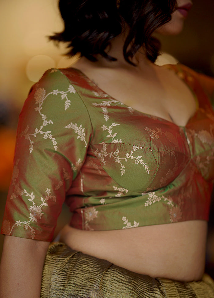 Green Brocade Designer Blouse - Indian Silk House Agencies