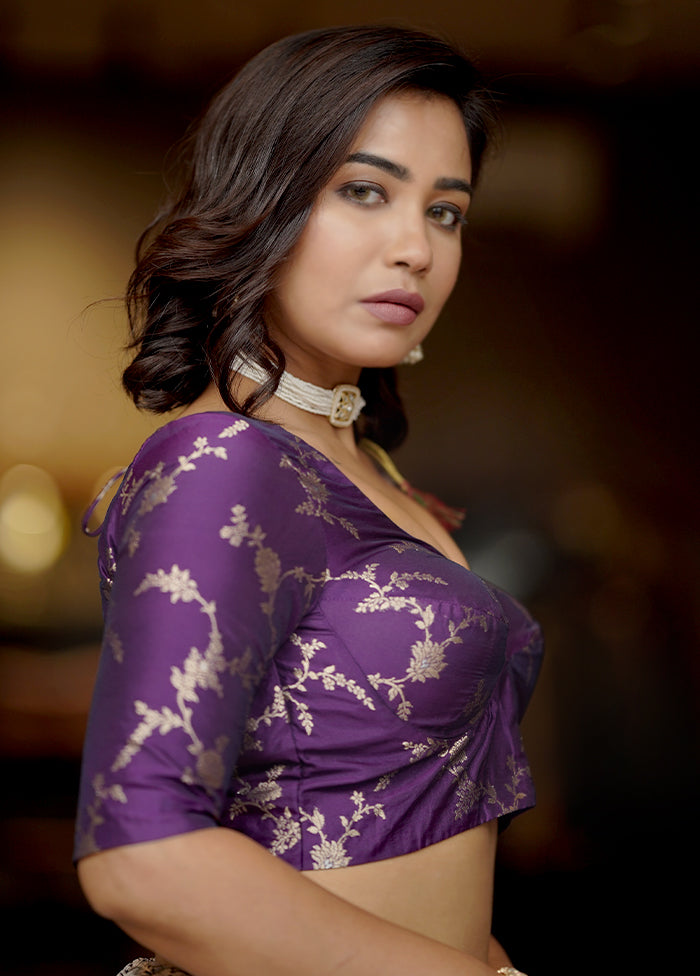 Purple Brocade Designer Blouse - Indian Silk House Agencies