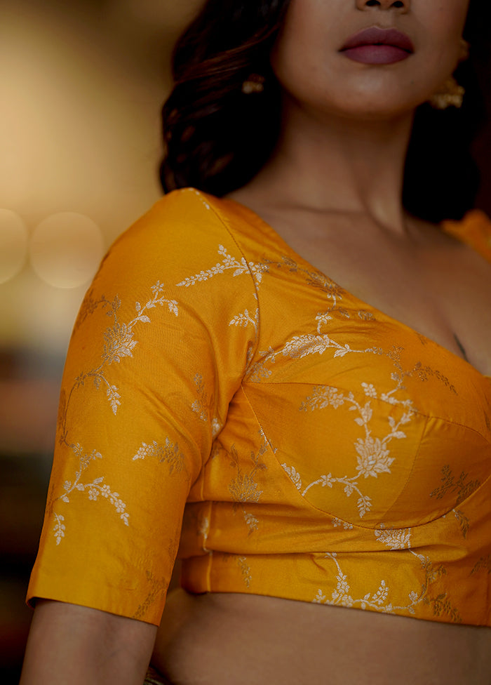 Yellow Brocade Designer Blouse - Indian Silk House Agencies