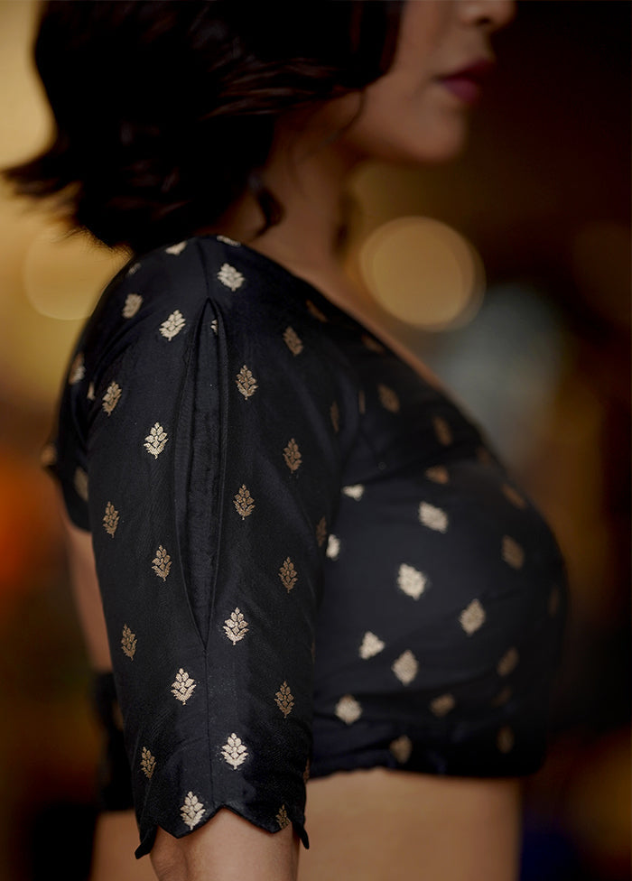Black Brocade Designer Blouse - Indian Silk House Agencies