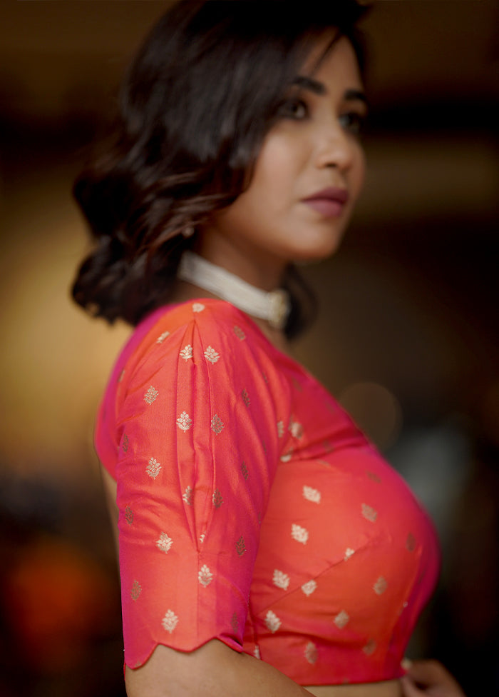 Peach Brocade Designer Blouse - Indian Silk House Agencies