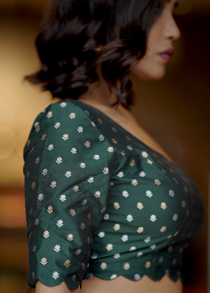 Green Brocade Designer Blouse - Indian Silk House Agencies