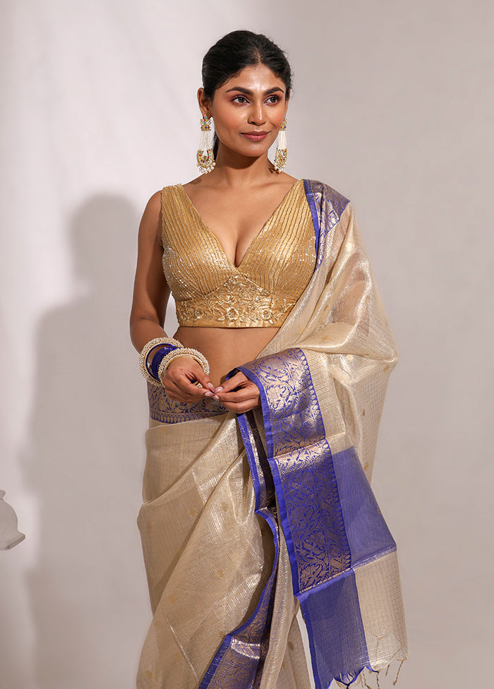 Gold V Neck Designer Blouse