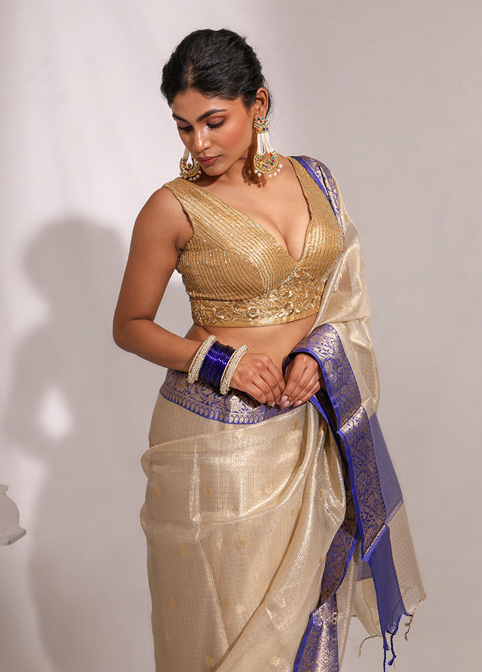 Gold V Neck Designer Blouse