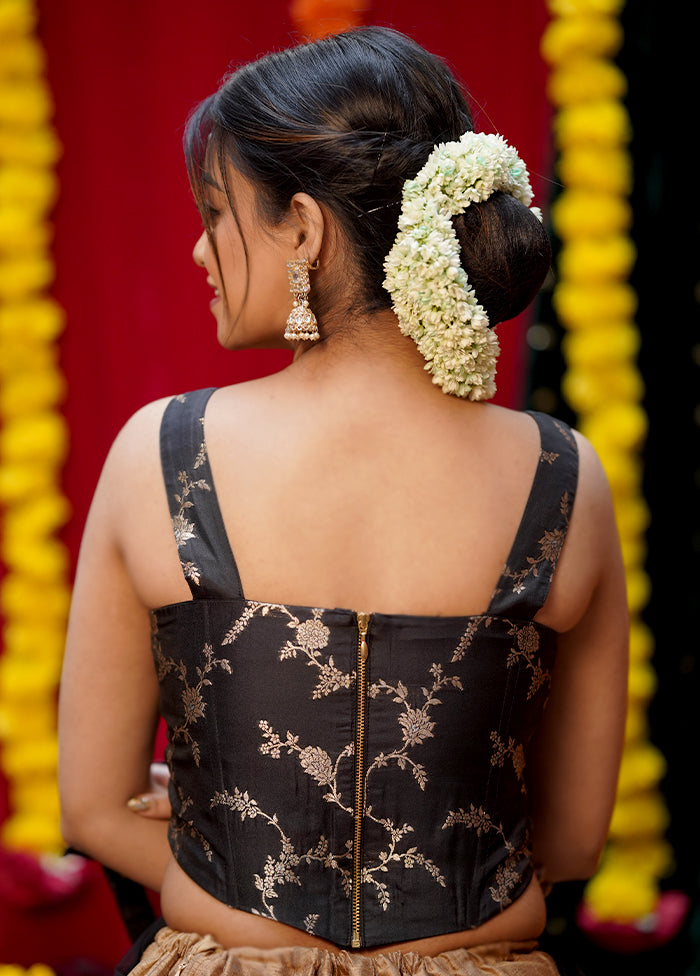 Black Brocade Designer Blouse - Indian Silk House Agencies