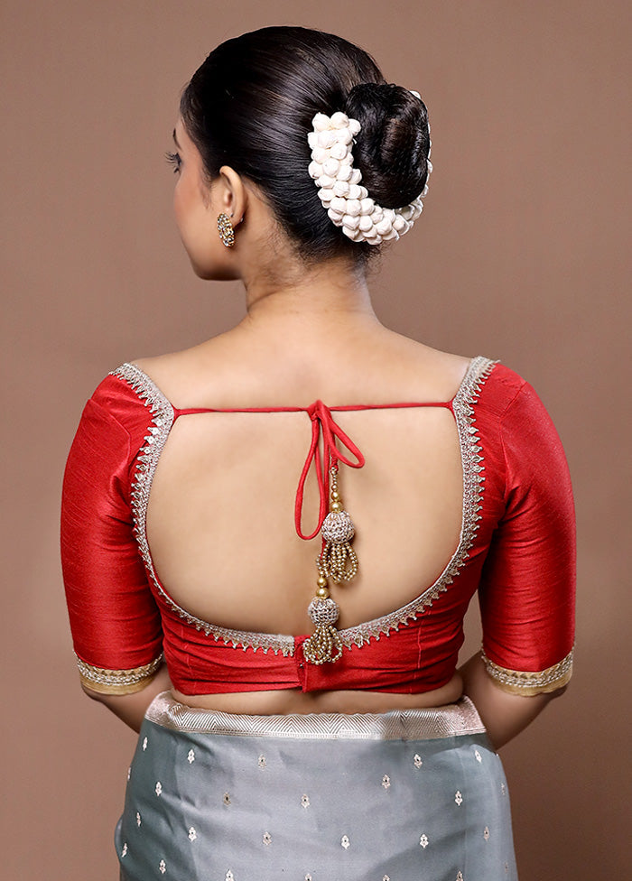 Red Dupion Silk Designer Blouse