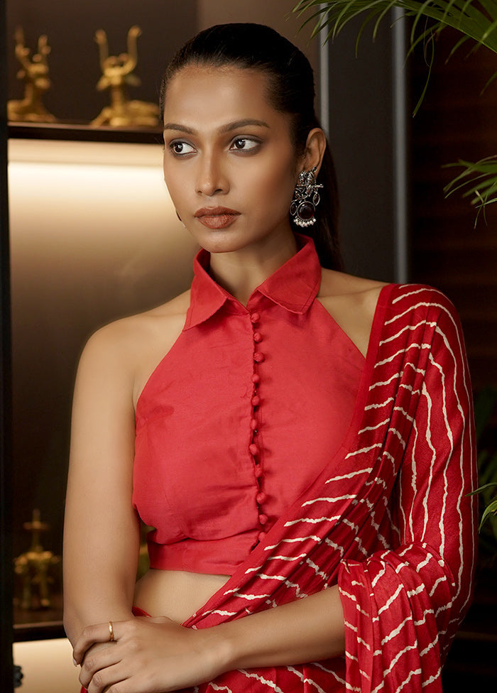 Red Cotton Silk Designer Blouse