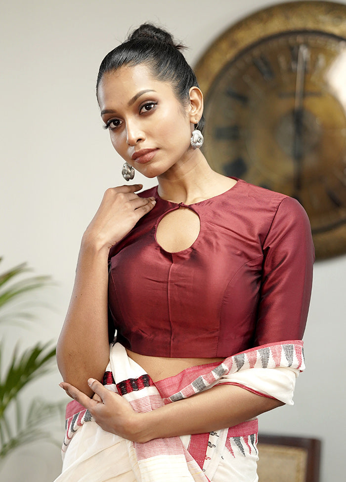 Maroon Blended Silk Designer Blouse