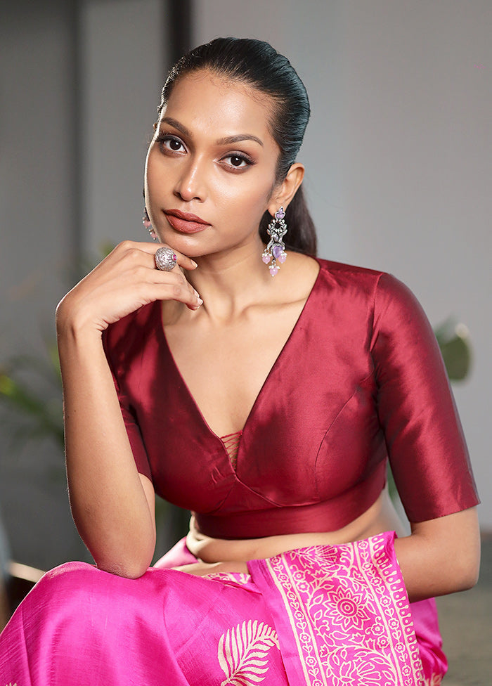 Dark Maroon Silk Designer Blouse