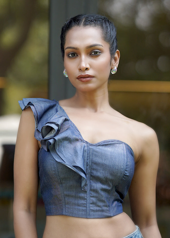 Blue Denim Designer Blouse