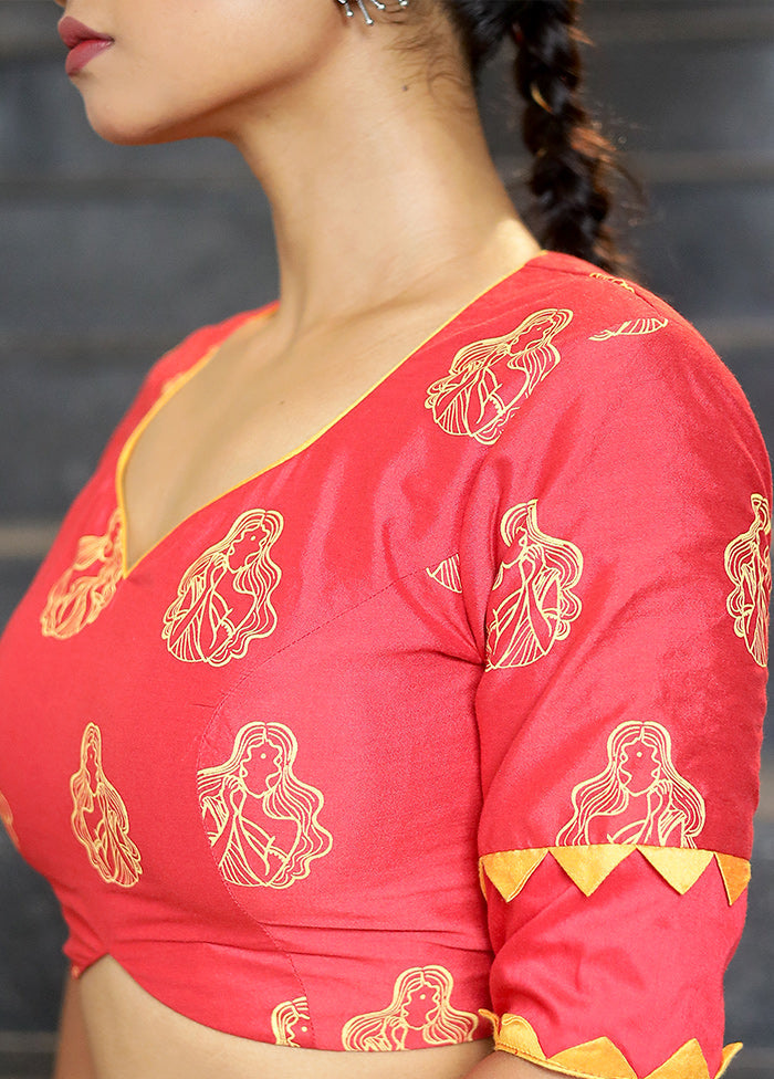 Red Cotton Silk Designer Blouse