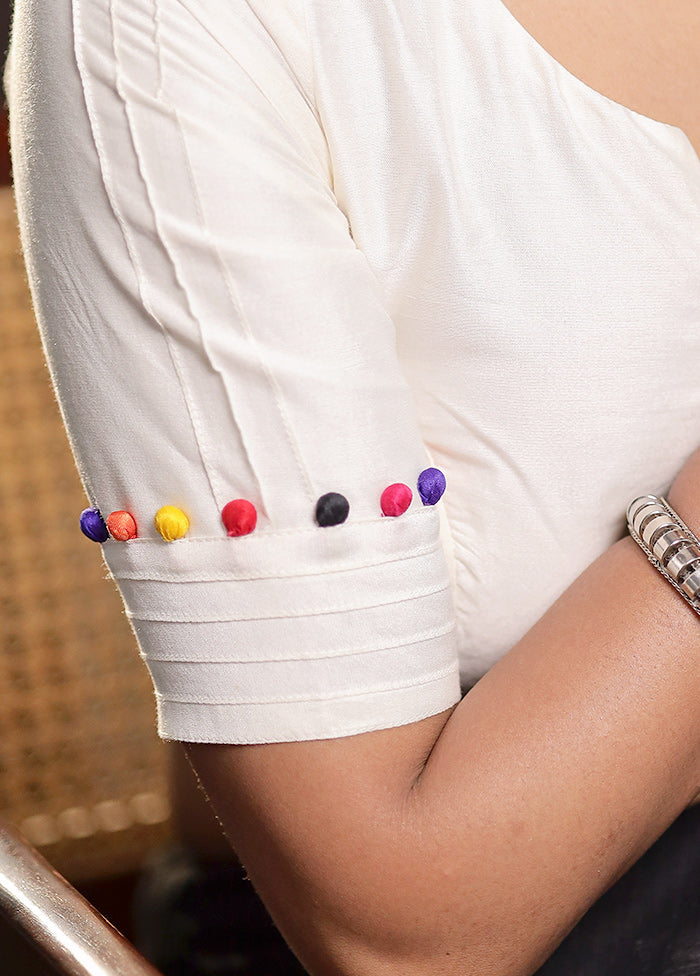 Cream Cotton Silk Designer Blouse