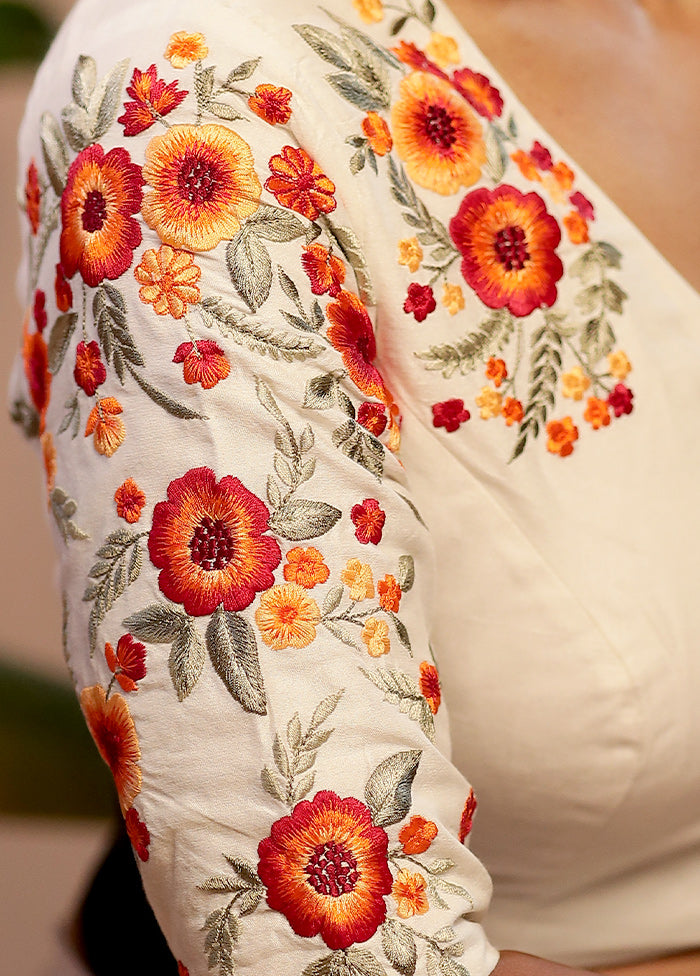 Cream Dola Silk Designer Blouse