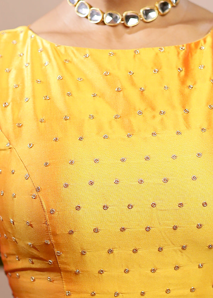 Yellow Blended Silk Designer Blouse