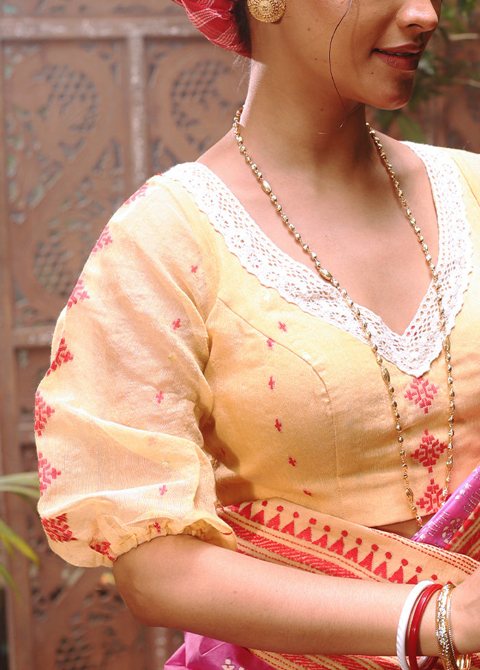 Beige V Neck Designer Blouse