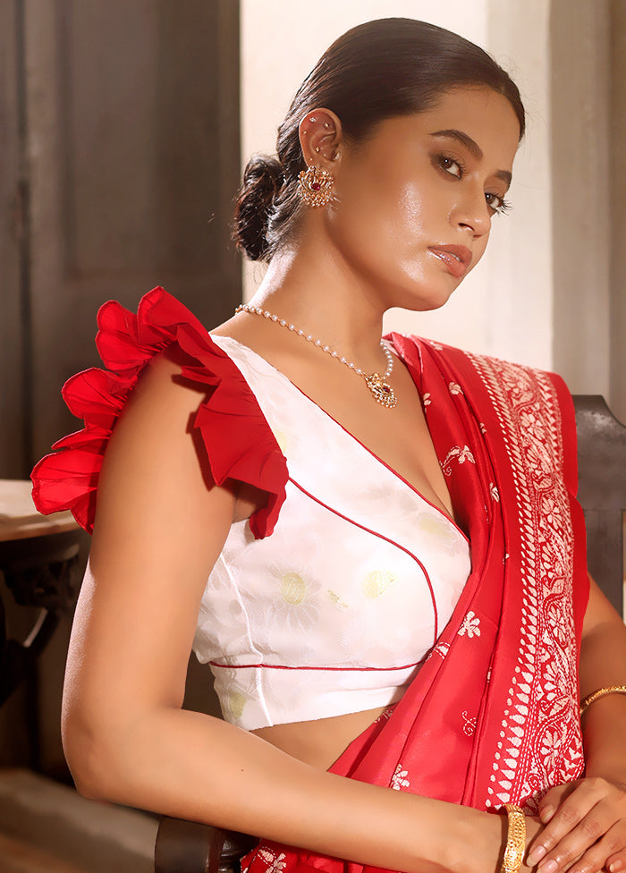 White V Neck Designer Blouse