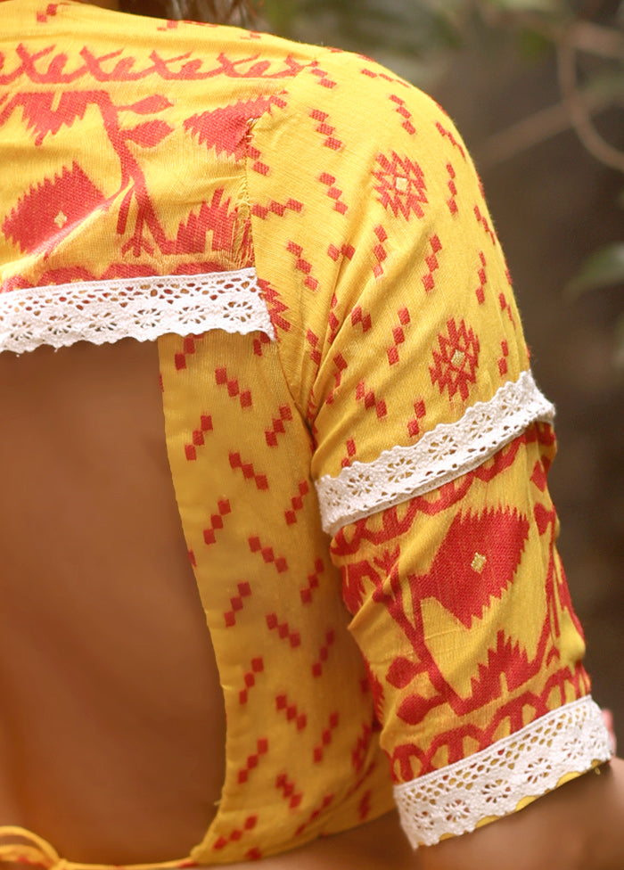 Yellow V Neck Designer Blouse