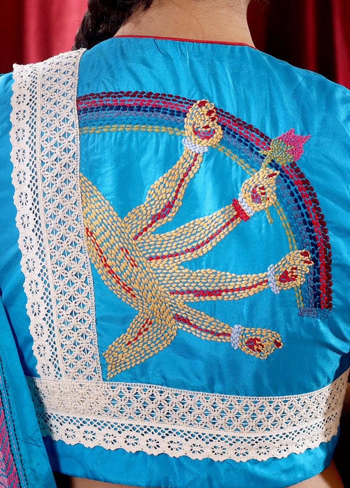 Light Blue V Neck Designer Blouse