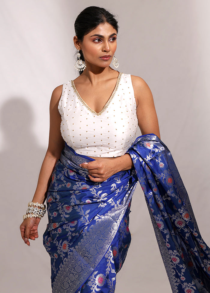 White V Neck Designer Blouse