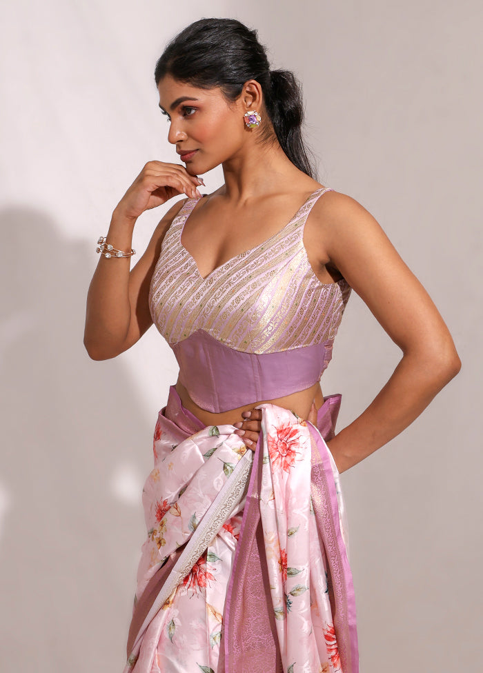 Lavender Sweetheart Neck Designer Blouse