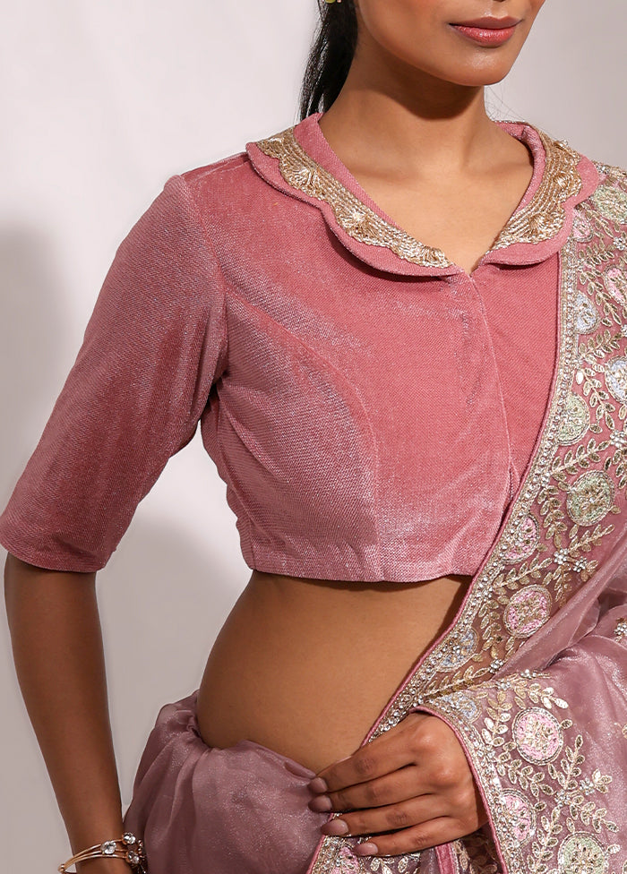 Lavender Collar Neck Designer Blouse