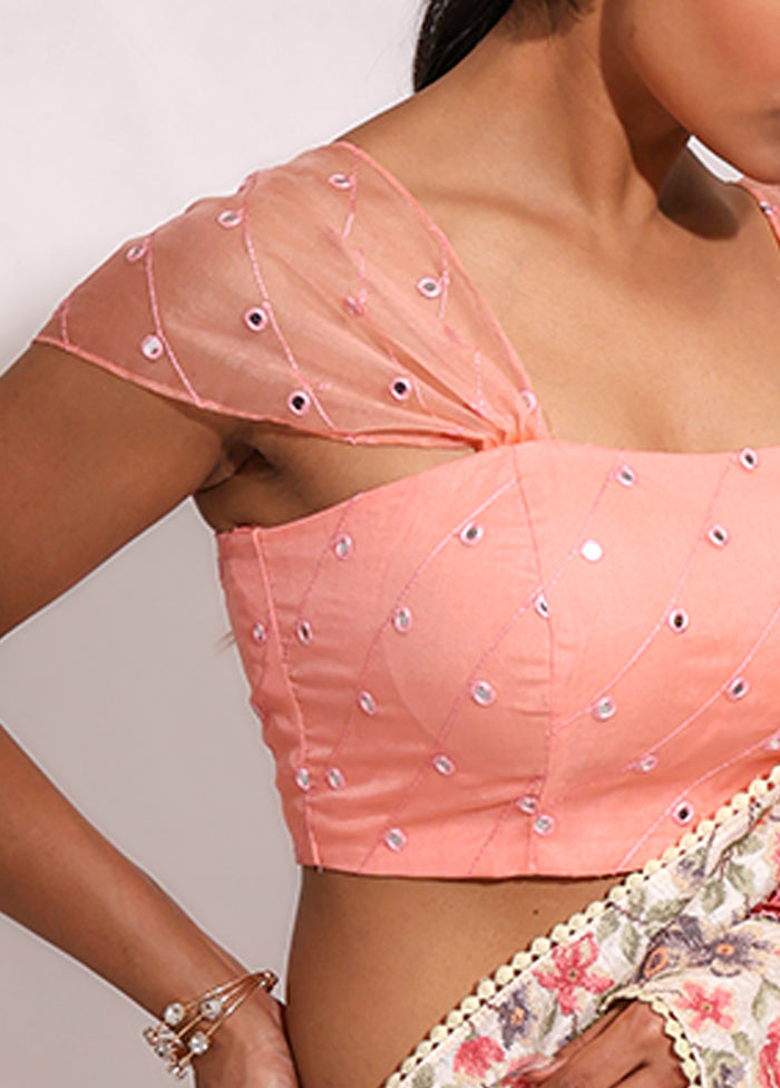 Peach Square Neck Designer Blouse