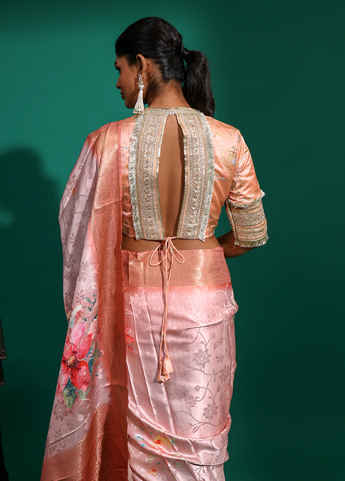 Peach V Neck Designer Blouse