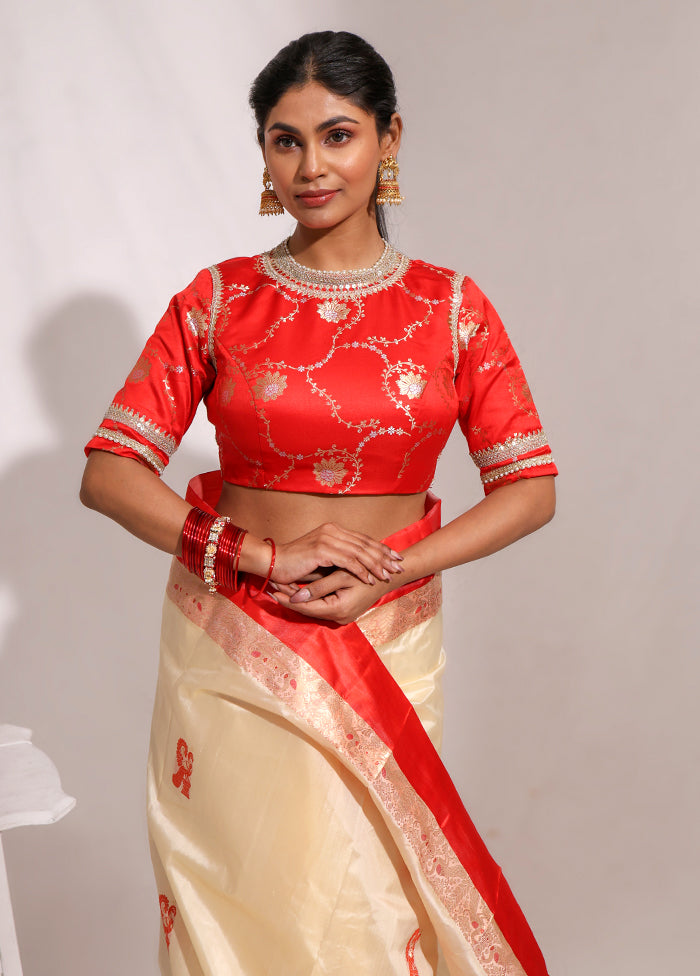 Red High Neck Designer Blouse