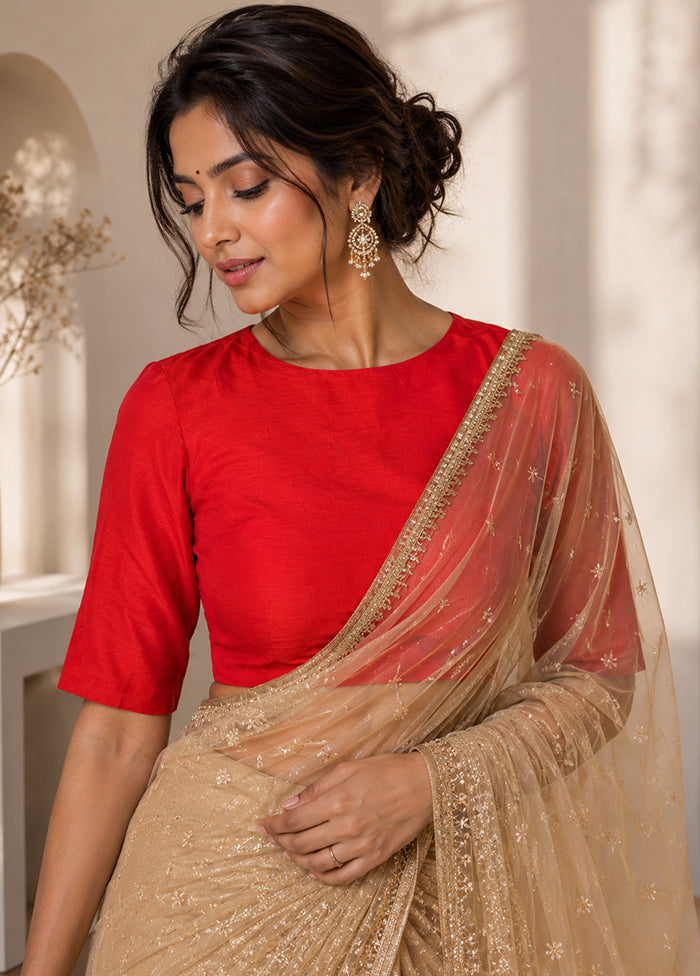 Red High Neck Designer Blouse