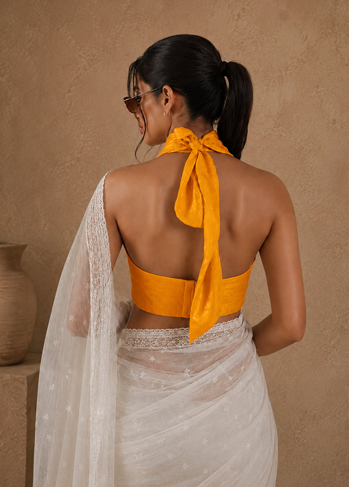 Yellow Halter Neck Designer Blouse