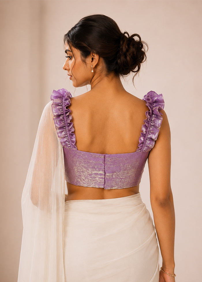 Lavender Square Neck Designer Blouse
