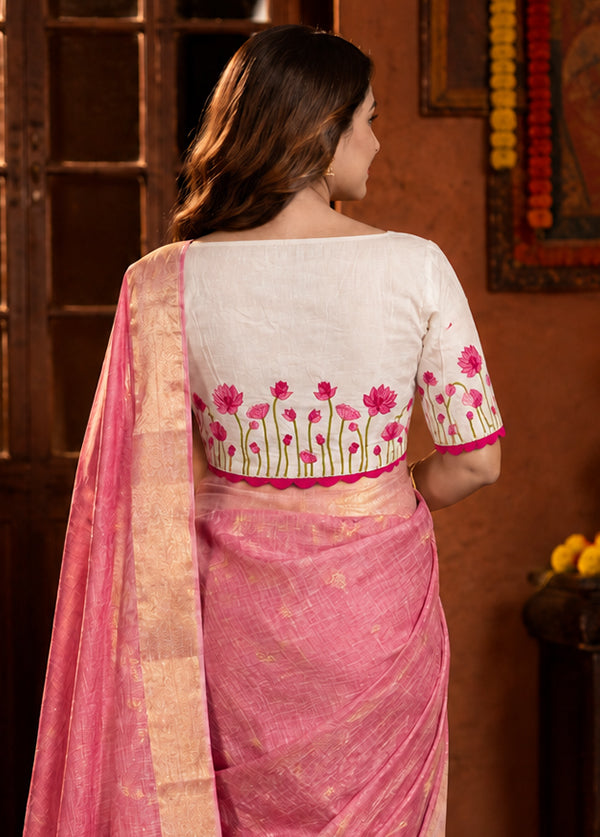 White Sweetheart Neck Designer Blouse