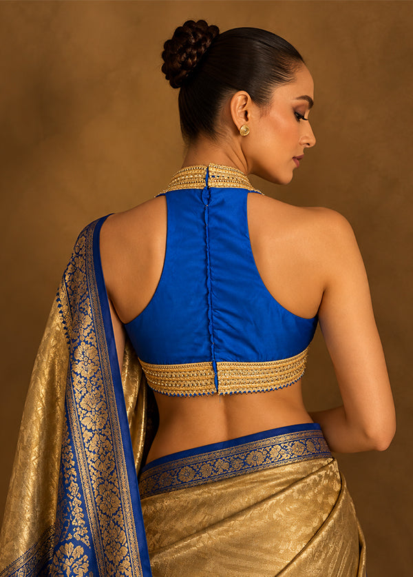 Blue Designer Neck Designer Blouse
