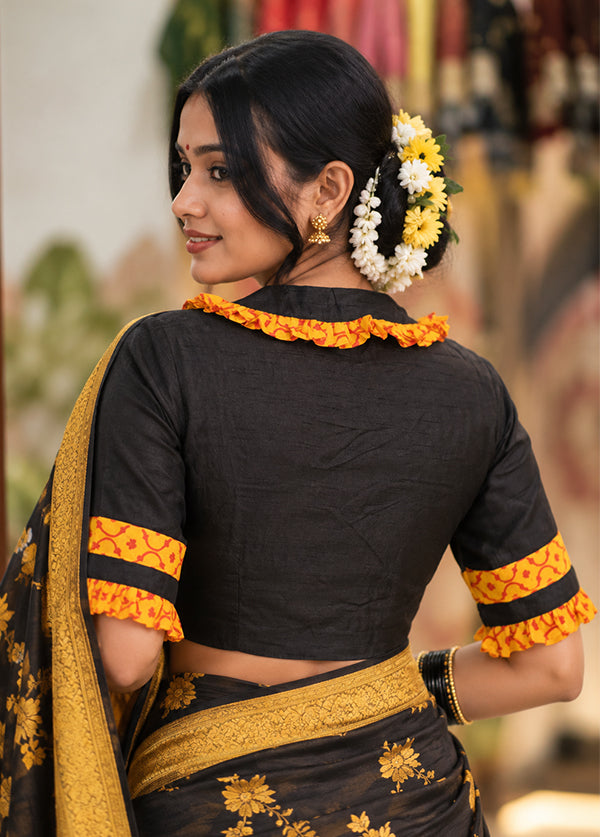 Black Collar Neck Designer Blouse