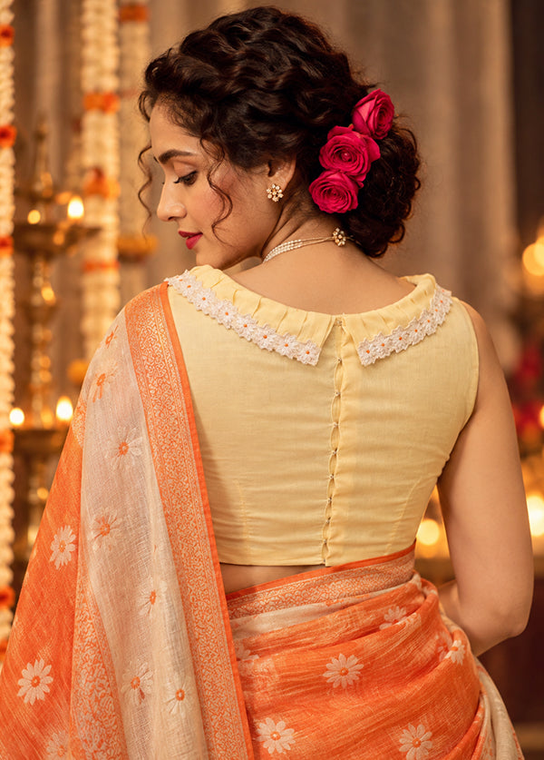 Yellow Designer Neck Designer Blouse